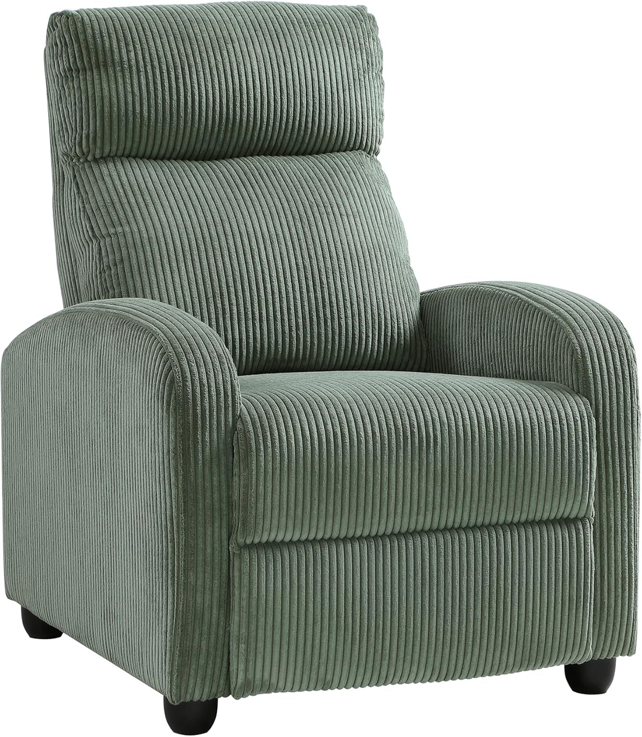 Pushback Recliner Chair Armchair Push Back Recliner, Corduroy Chair with Solid Wood Frame and Metal Seat Base, Single Sofa Accent Chair for Living Room/Office/Apartment, Green-2