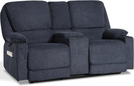 67.9" RV Loveseat Recliner Double Recliner RV Sofa, Wall Hugger Reclining RV, Manual Reclining Sofa, RV Theater Seats, Home Theater Seating, RV Theater Seating, RV Furniture, Navy Blue-0