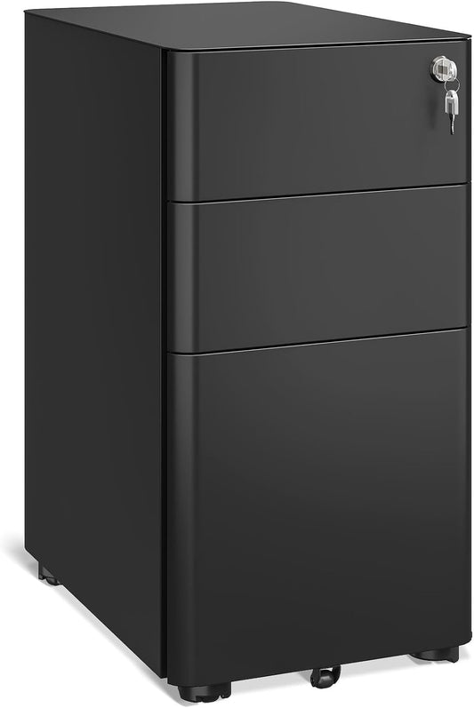 Locking 3-Drawer Rolling File Cabinet-1