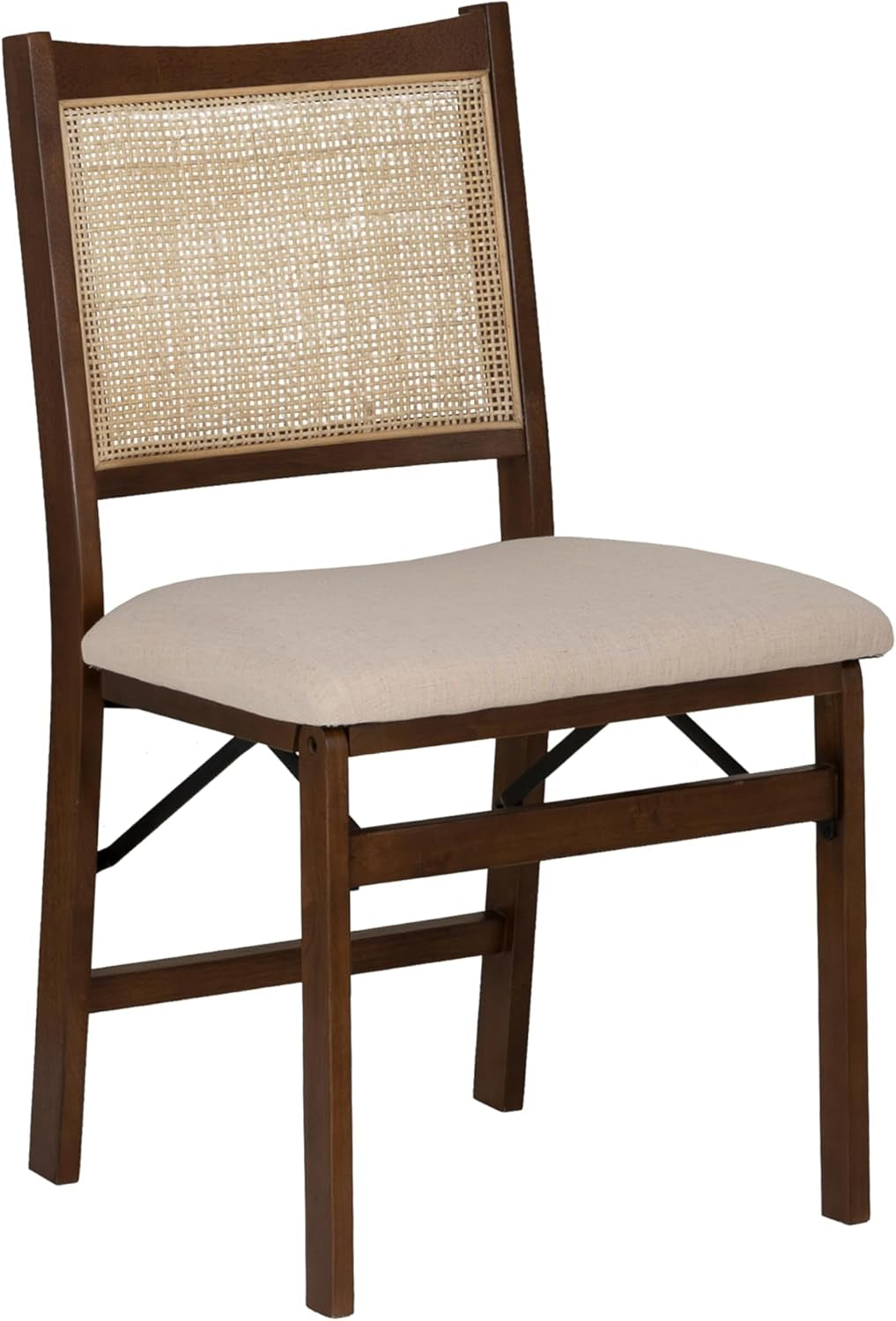 Kasi Brown and Natural Rattan Cane Fully Assembled Foldable Wooden Dining Side Chair-0
