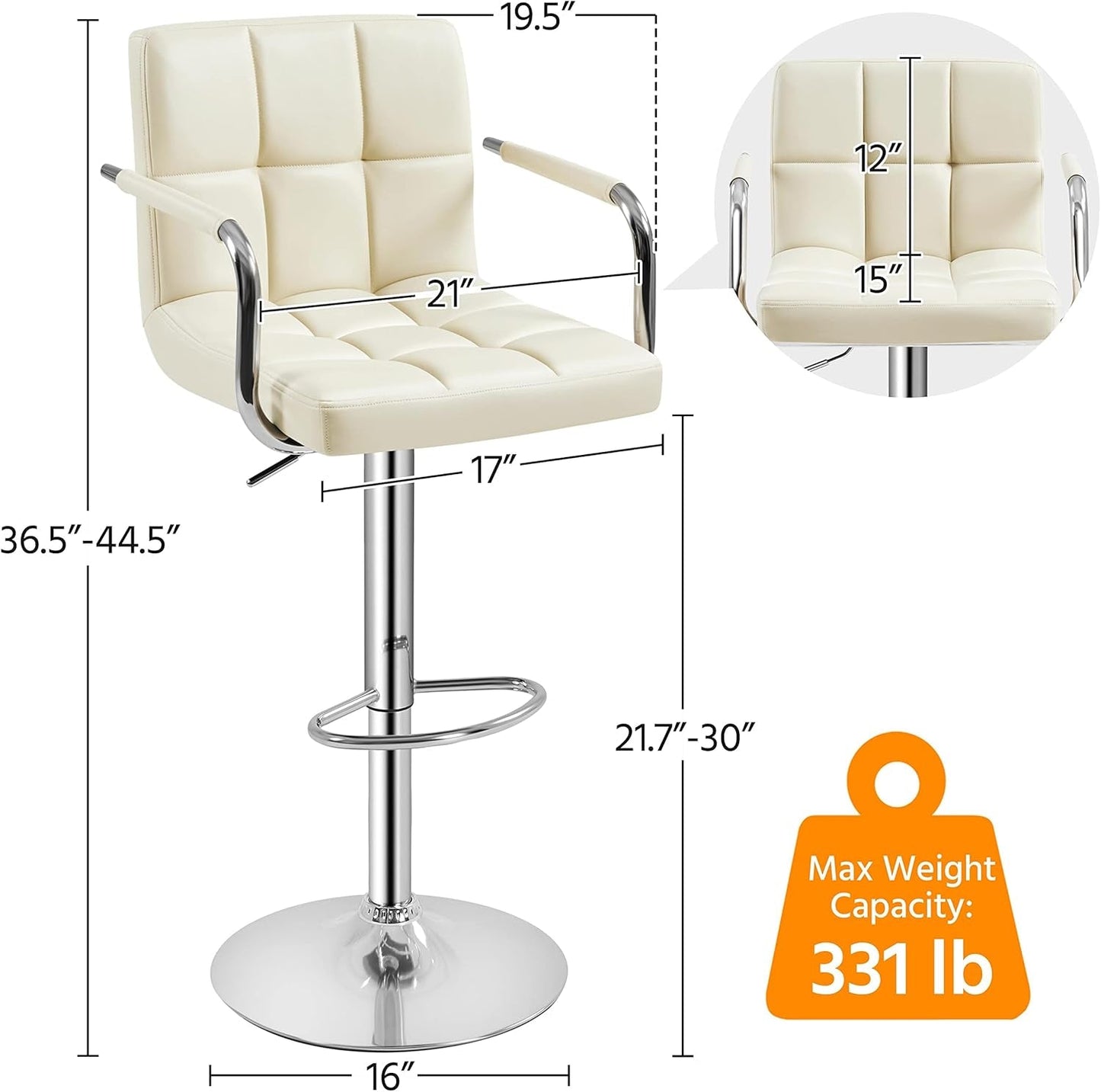 Beige Tall Adjustable Swivel Bar Stools (Set)-2