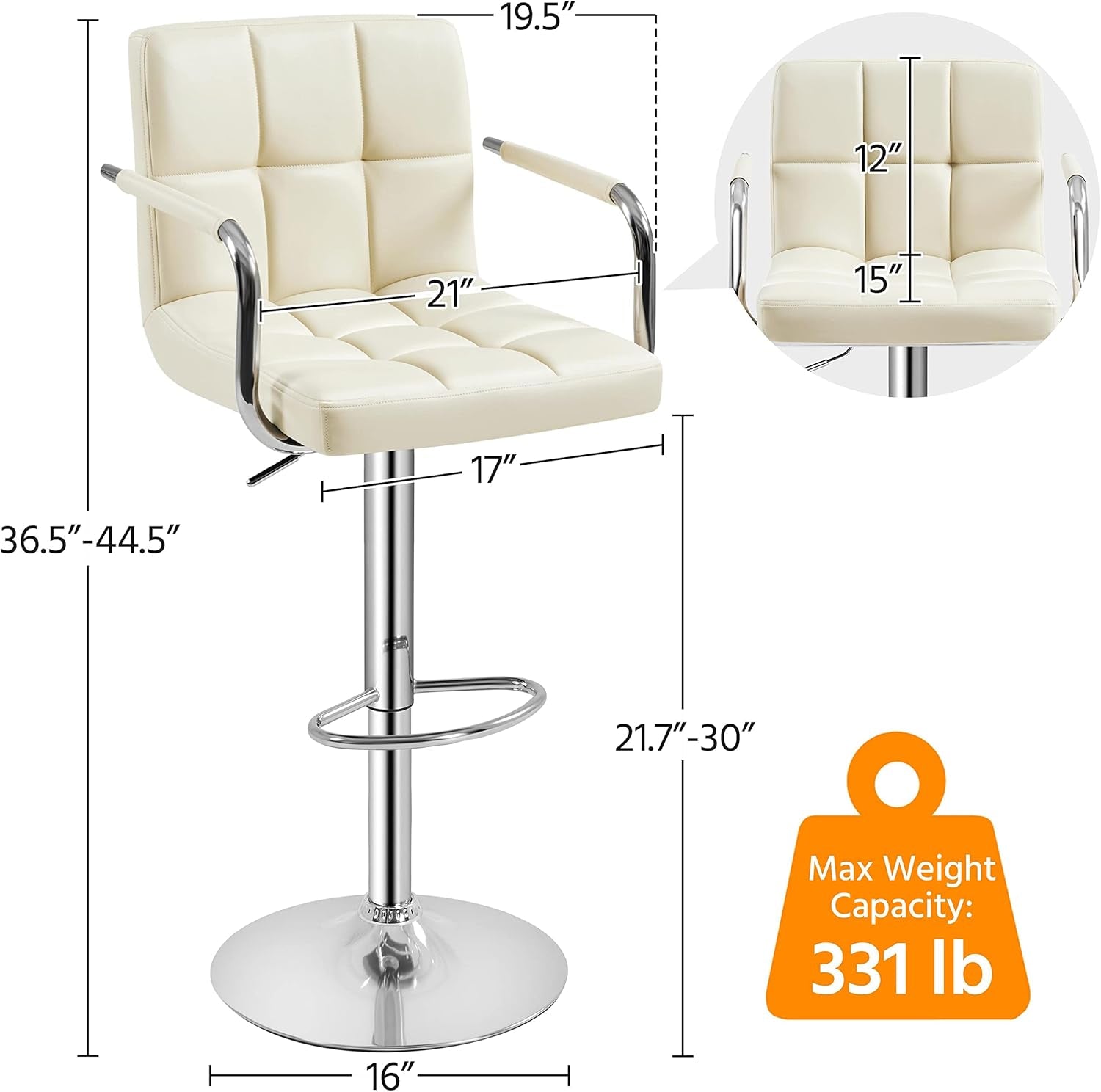 Beige Tall Adjustable Swivel Bar Stools (Set)-2