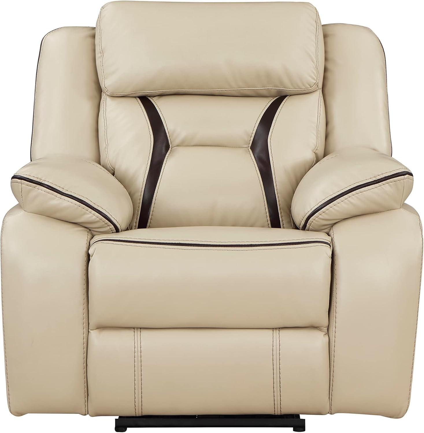 Recliner Chair, Home Theater Seating, Wall Hugger Recliners Power Recliner Chair for Living Room/Office/Apartment, Faux Leather Recliner with Pillow Top Armrests, Beige-3