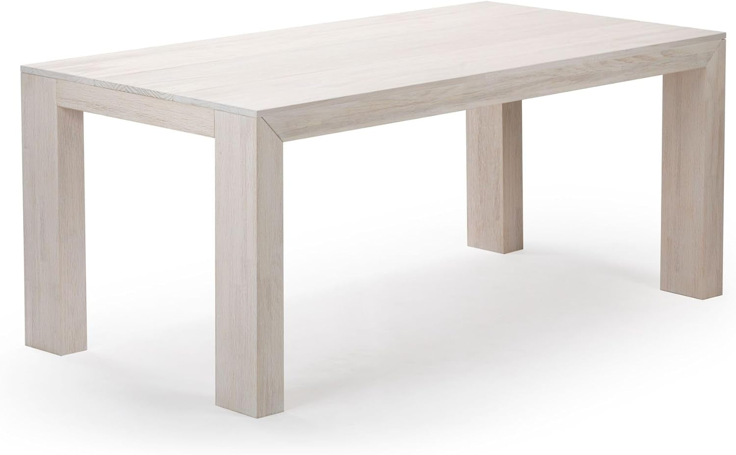 72 Inch Modern Wood Dining Table, Solid Wood Rectangular Dining Table for Kitchen/Dining Room, White Sand Wirebrush-2