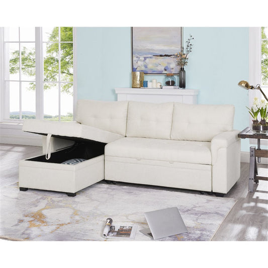 L-Shaped Velvet Sleeper Sectional with Storage-0