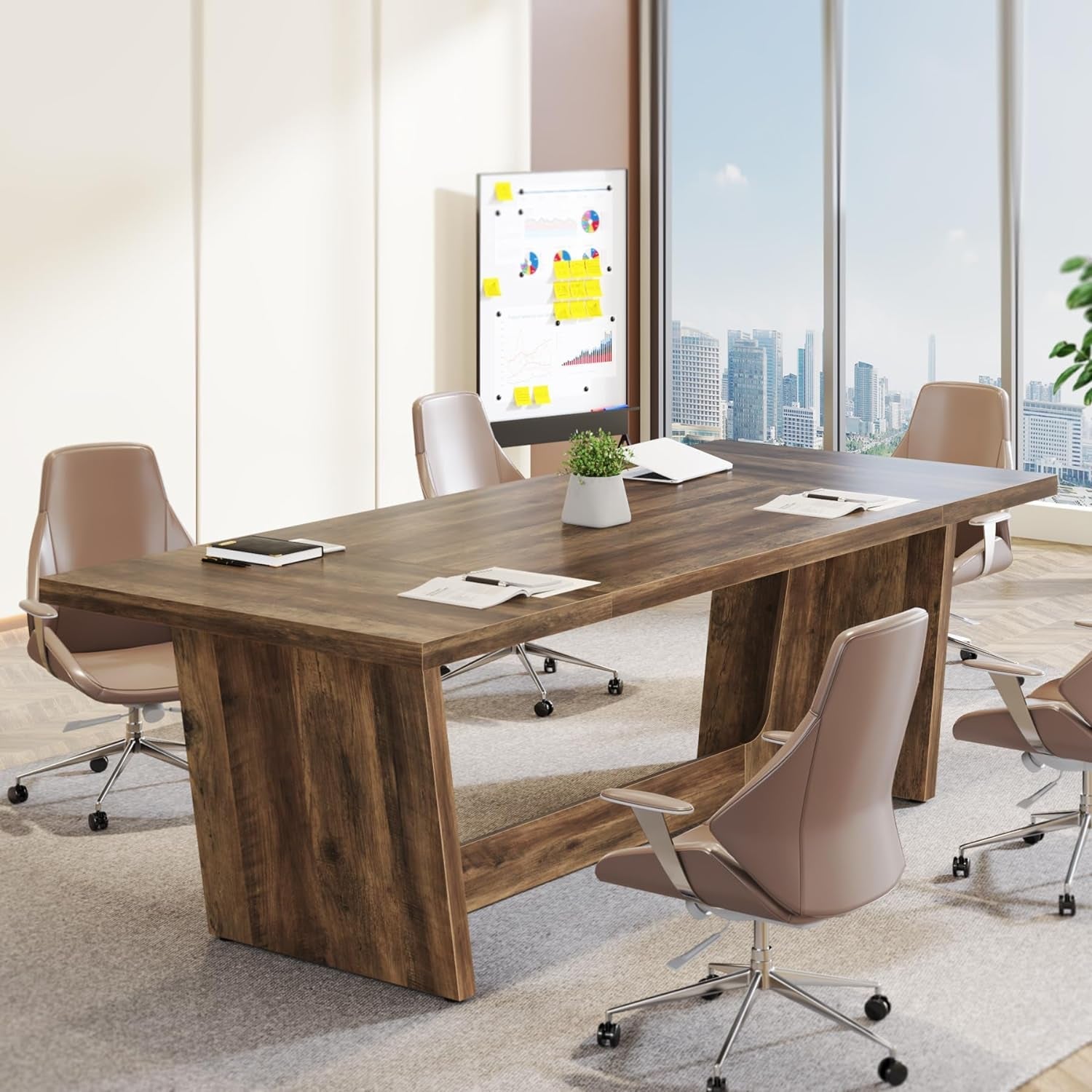 71 Inch Brown Executive Wood Computer Desk-4