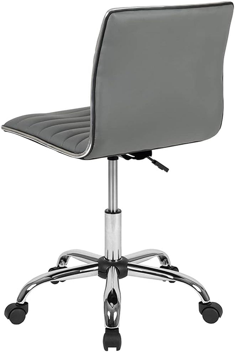 Alan Low Back Designer Armless Light Gray Ribbed Swivel Task Office Chair-4