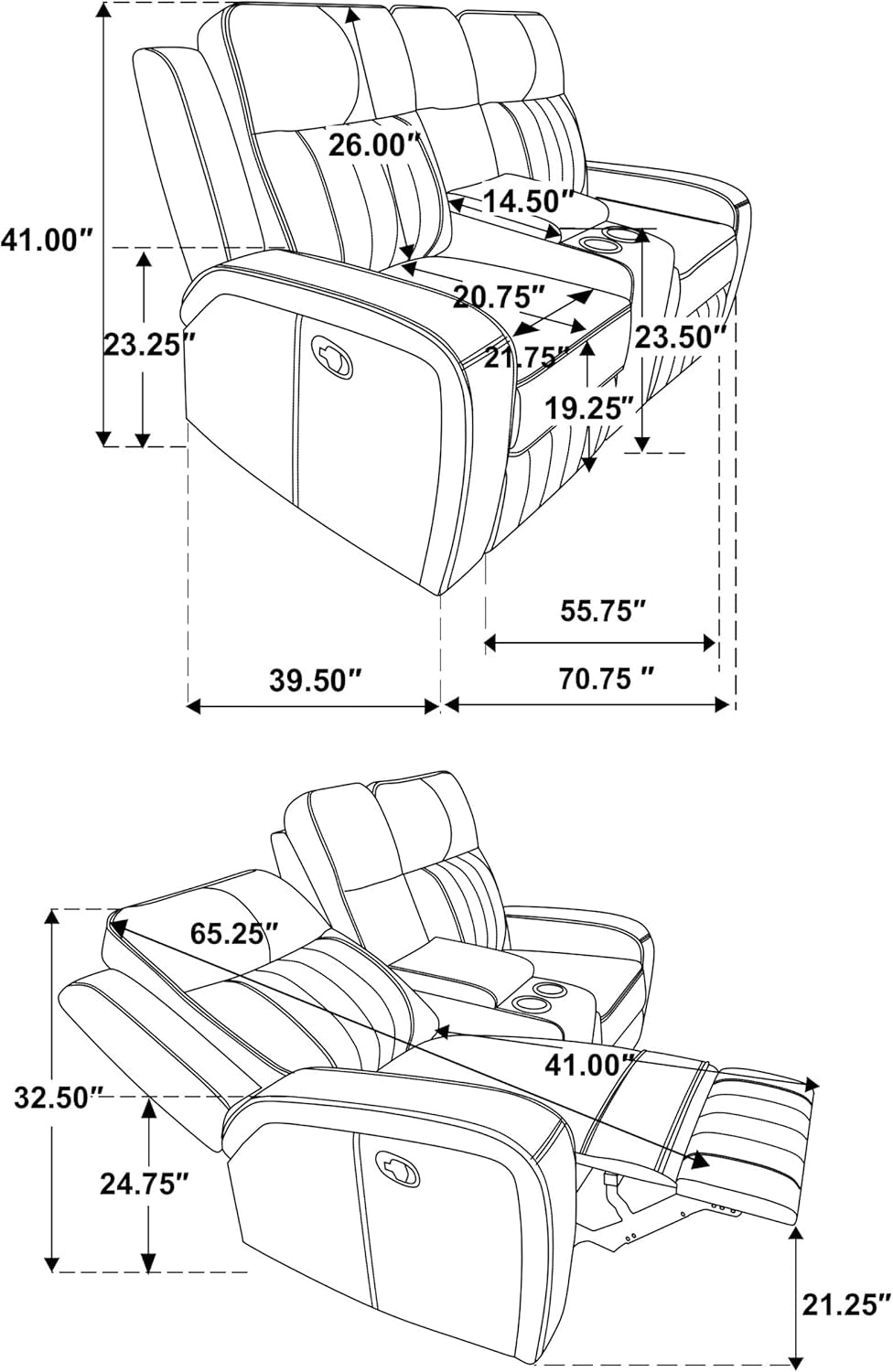 Gray Reclining Loveseat rana-2