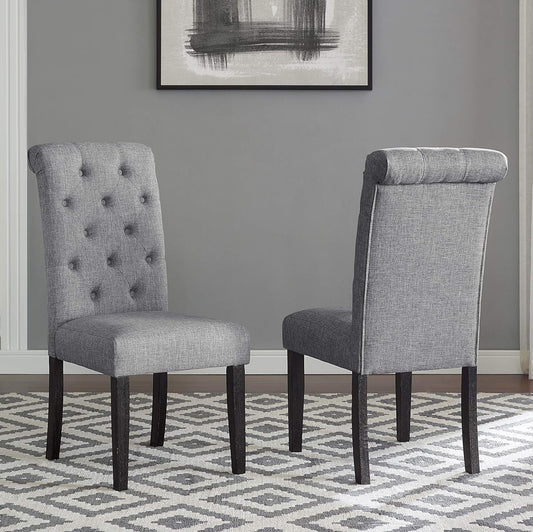 Leviton Solid Wood Tufted Dining Chair, Set of 2, Gray-0