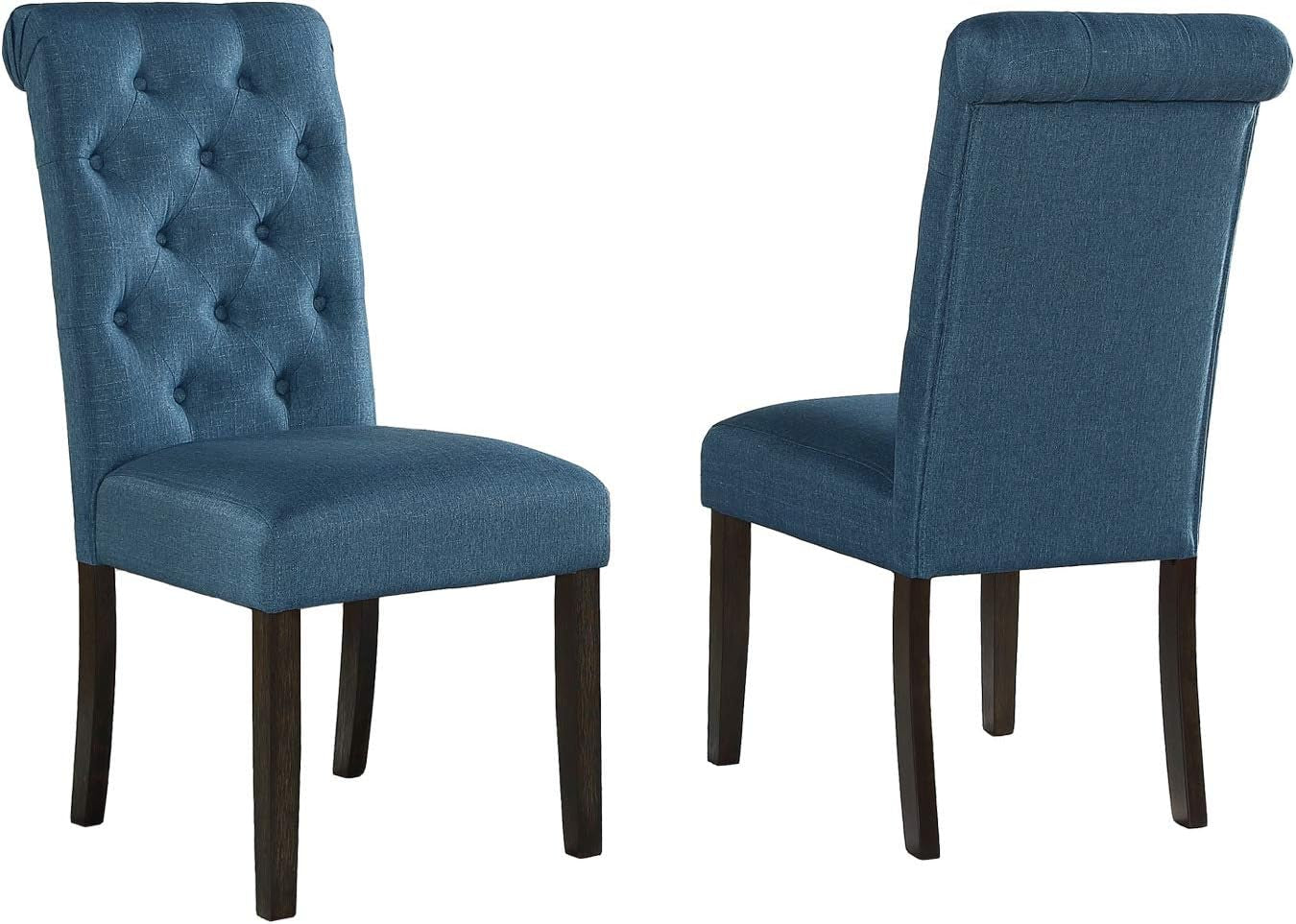 Leviton Solid Wood Tufted Parsons Dining Chairs, Set of 2, Blue-3
