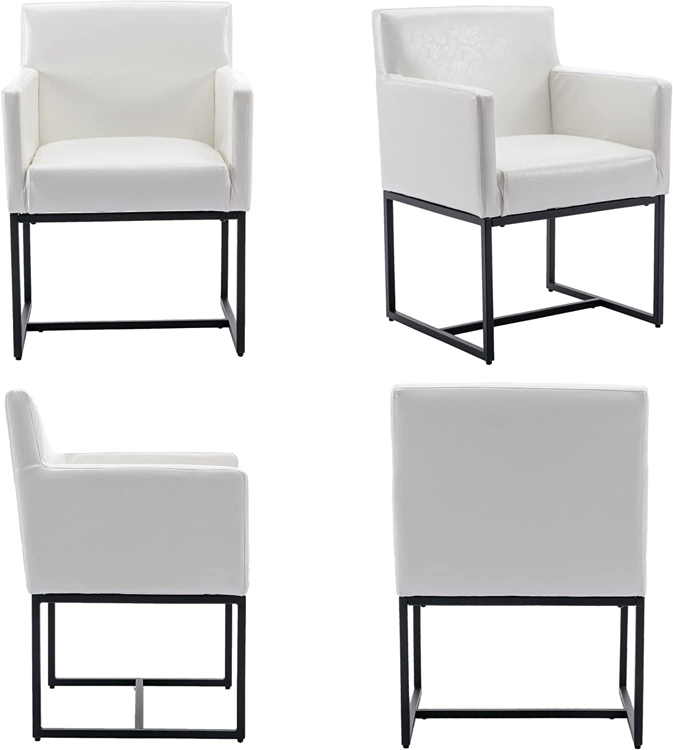 Set of 4 White Upholstered Armchairs-1