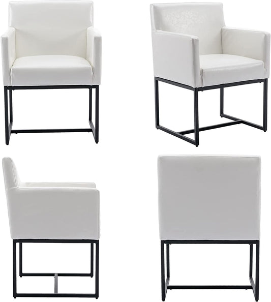 Set of 4 White Upholstered Armchairs-1