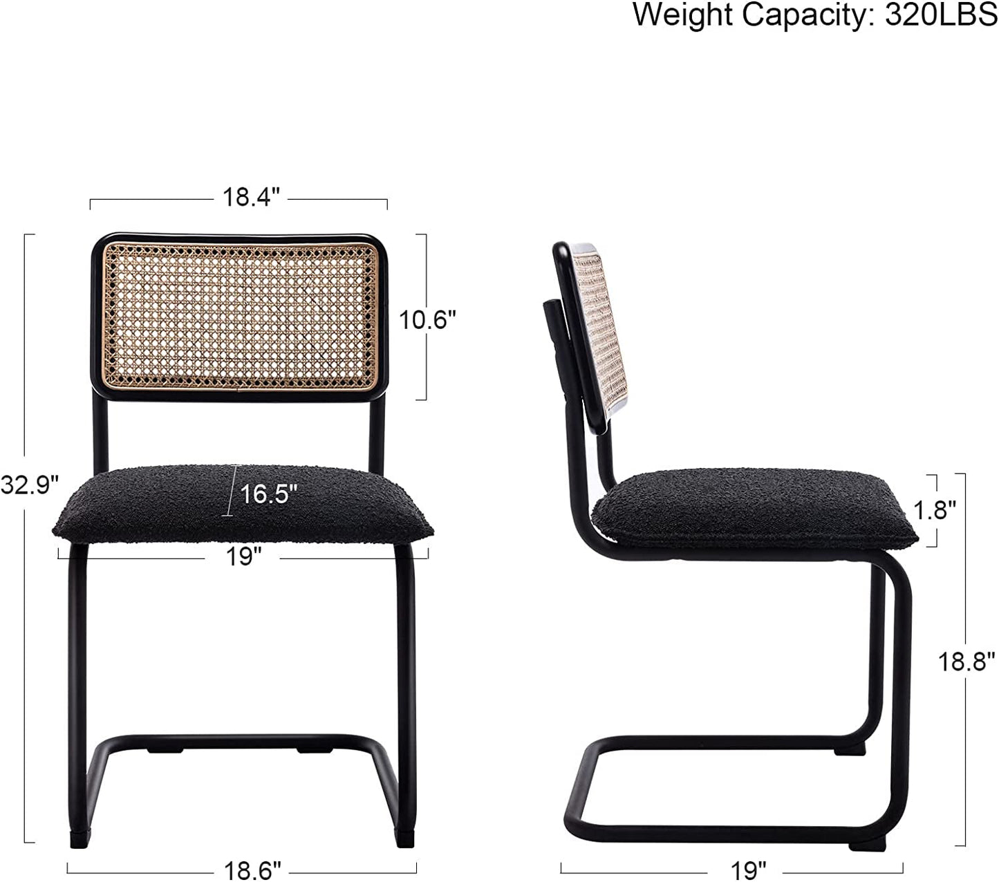 Set of 2 Black Rattan Dining Chairs-1