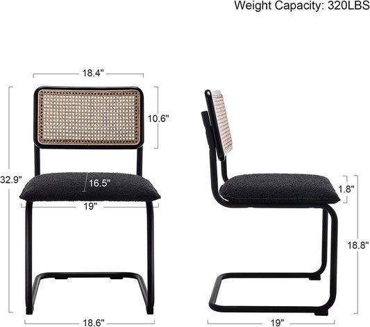 Set of 2 Black Rattan Dining Chairs-1