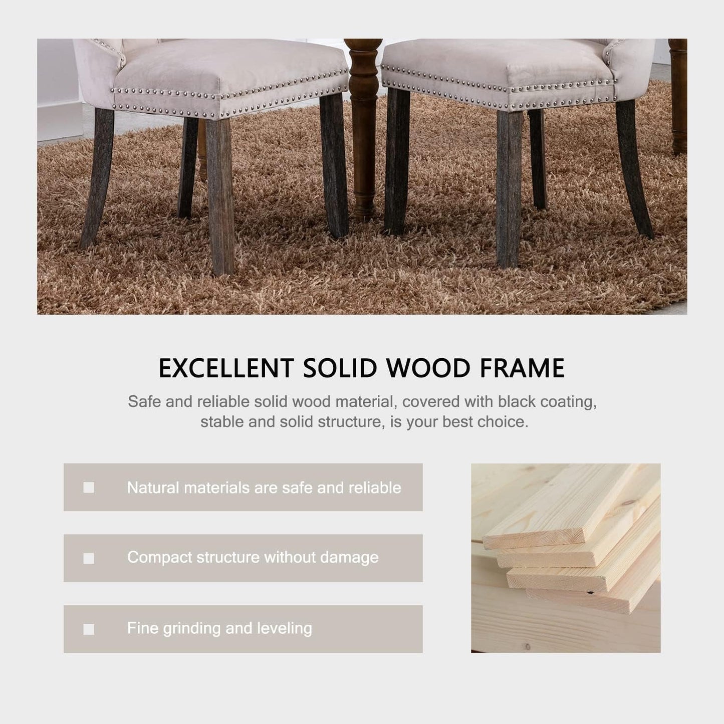 Beige Tufted Velvet Dining Chairs Set of 6-4