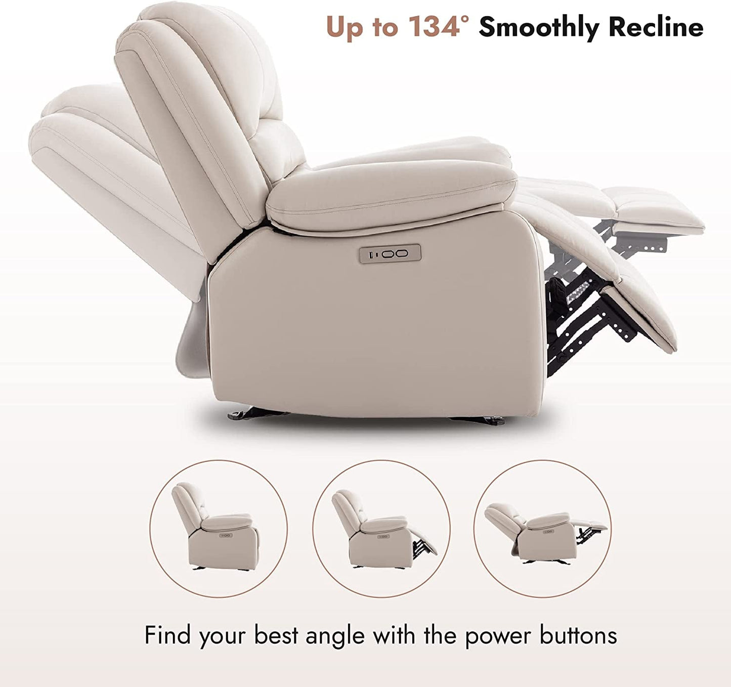 Electric Glider Reclining Chair, Cream-3