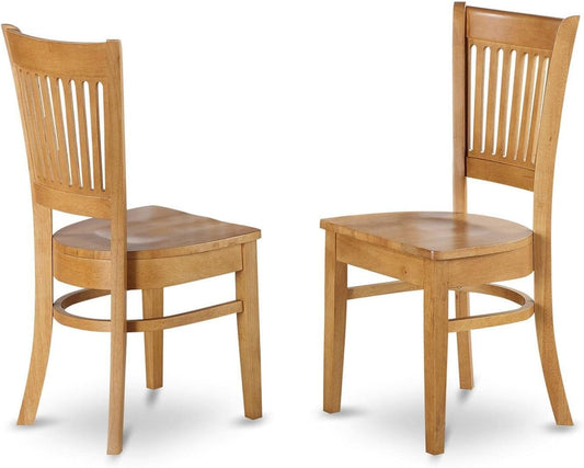 VAC-OAK-W Vancouver Kitchen Dining Chairs - Slat Back Wooden Seat Chairs, Set of 2, Oak-0