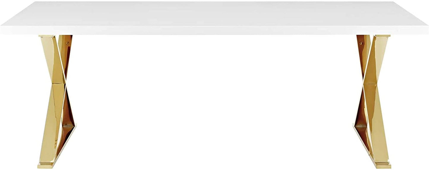 Modern White Gold Sector 87'' Dining Table-1