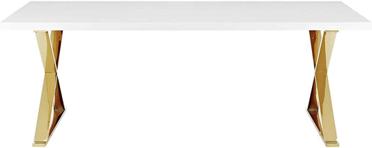 Modern White Gold Sector 87'' Dining Table-1