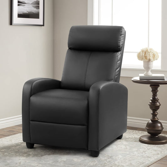Black PU Leather Recliner Chair with Massage-0