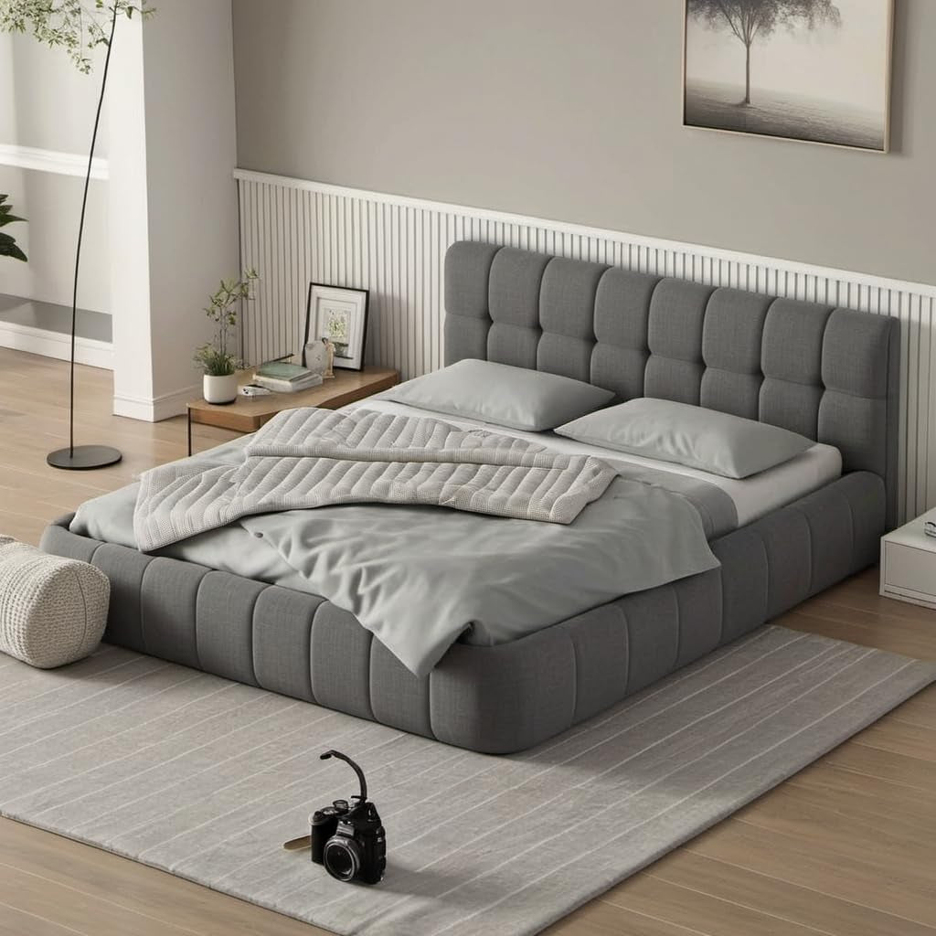 Queen Size Murphy Bed with Storage Shelf White-9