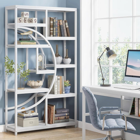 5 Tier Industrial Etagere Bookshelf Tall Open Storage-0