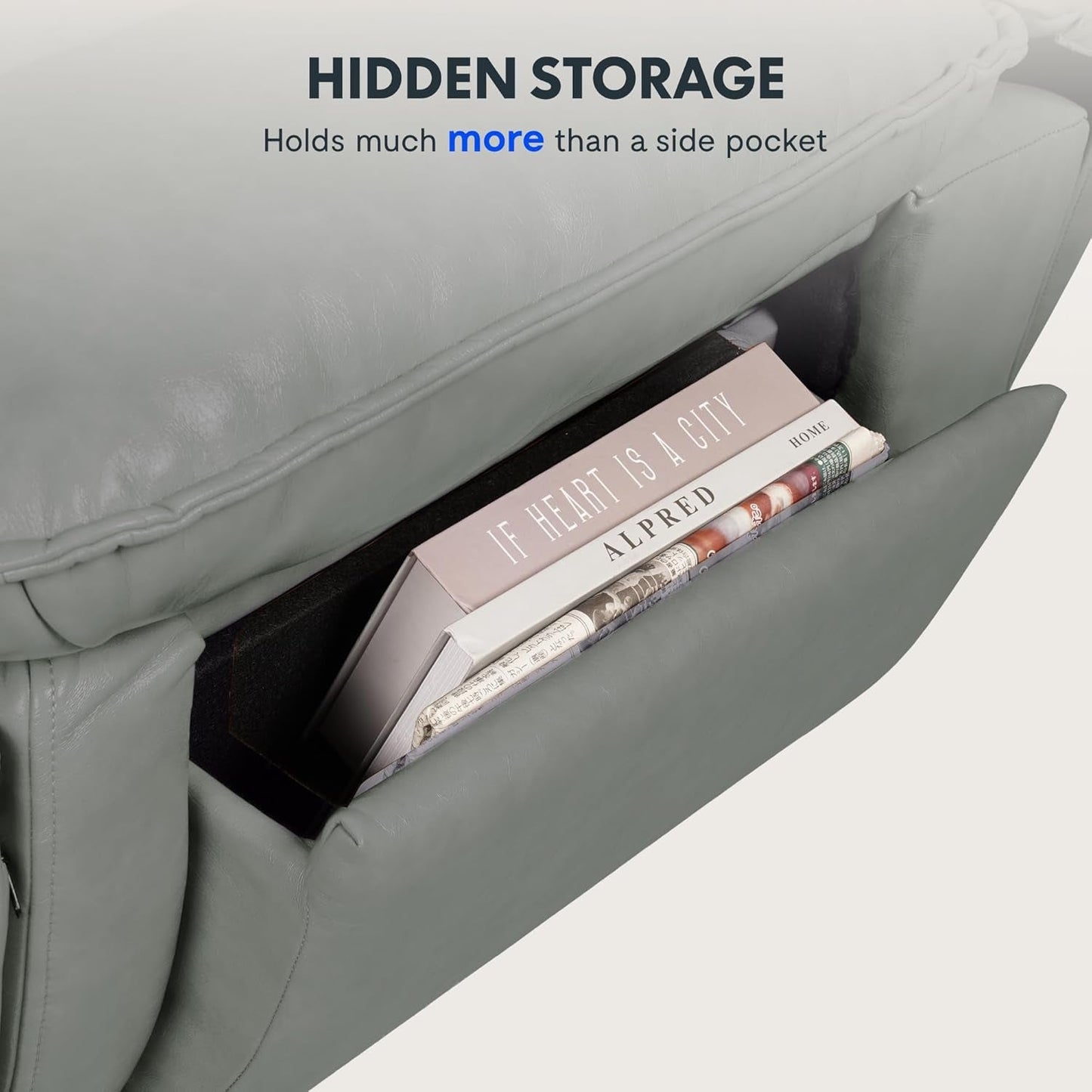 XRC7 Recliner Chair for Adults 350 LBS, Faux Leather Oversized Swivel Rocker Recliner Chair W/Side Pocket, Cross-Legged Armless Recliner Lounge Sofa for Living Room Bedroom, Blue (XC6)-4