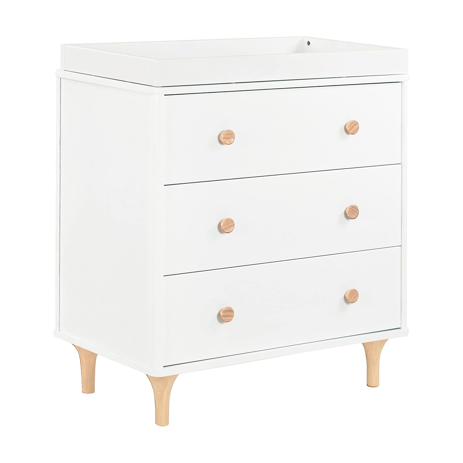 Lolly 3-Drawer Changer Dresser with Removable Changing Tray in White and Natural, Greenguard Gold Certified-0