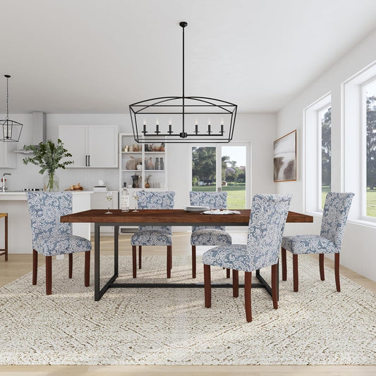 Classic Parsons Dining Chair -Denim Jacobean Print (Set of 2)-1