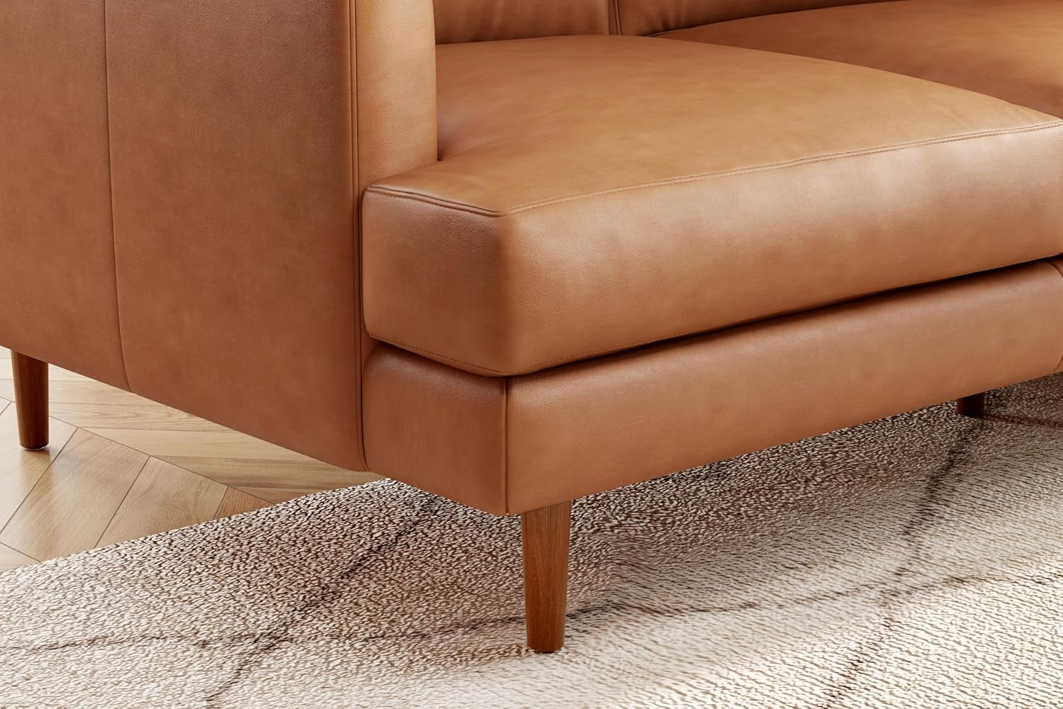 Cognac Tan Brown Leather Mid-Century 3-Seater Sofa-3