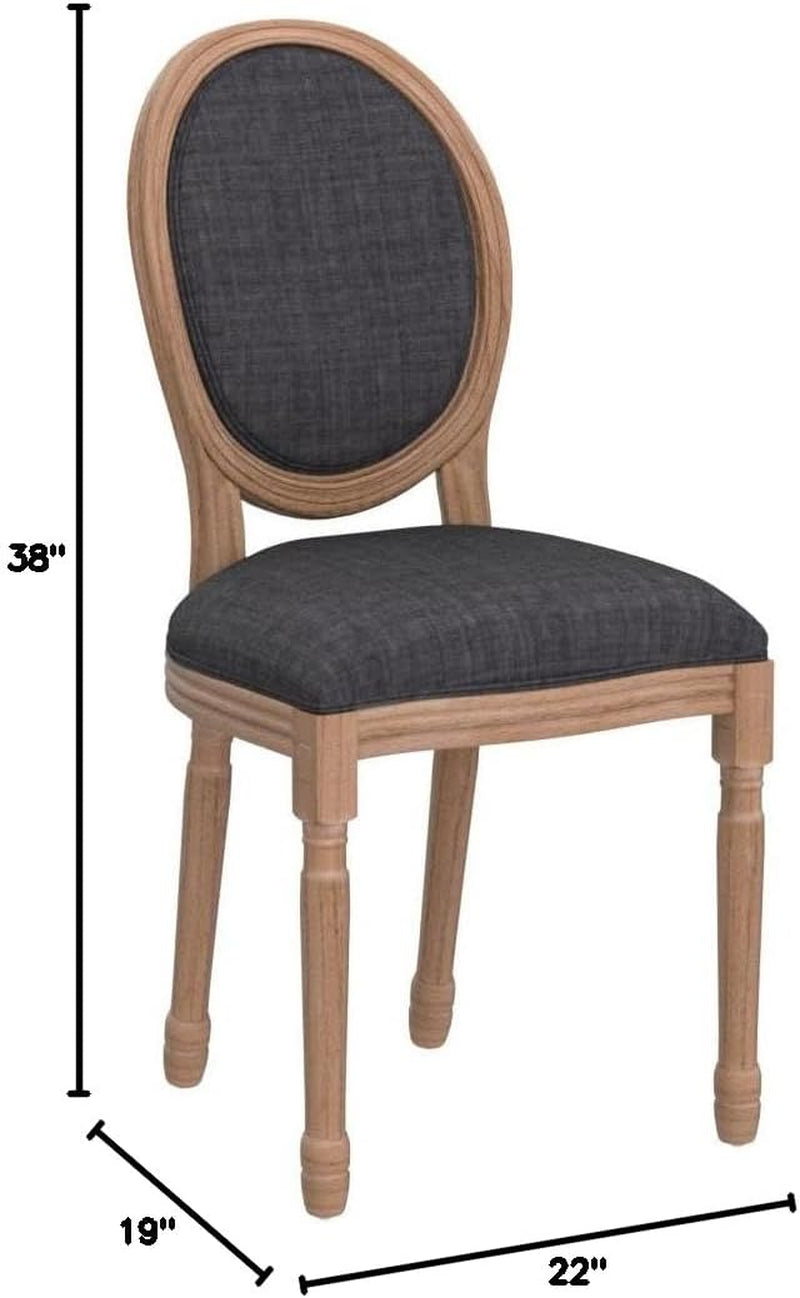 French Country Dining Chairs Set of 6, Farmhouse Dining Chairs with round Backrest, Mid Century Upholstered Dining Chairs with Solid Wood Leg for Dining Room Bedroom Kitchen Restaurant-2