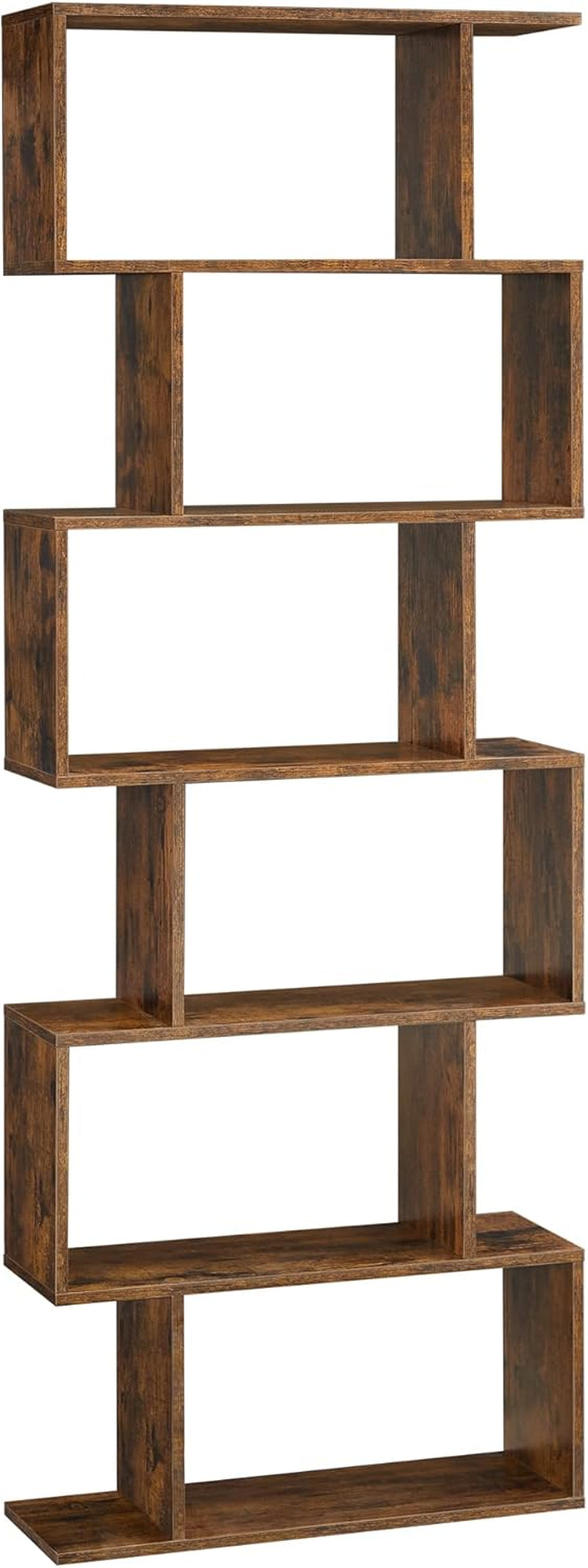 6-Tier Bookshelf, Tall Display Shelf, Freestanding Storage Shelf, Rustic Brown ULBC61BX Coat Rack, Hall Tree with Shoe Bench for Entryway, Rustic Brown and Black UHSR40B-3