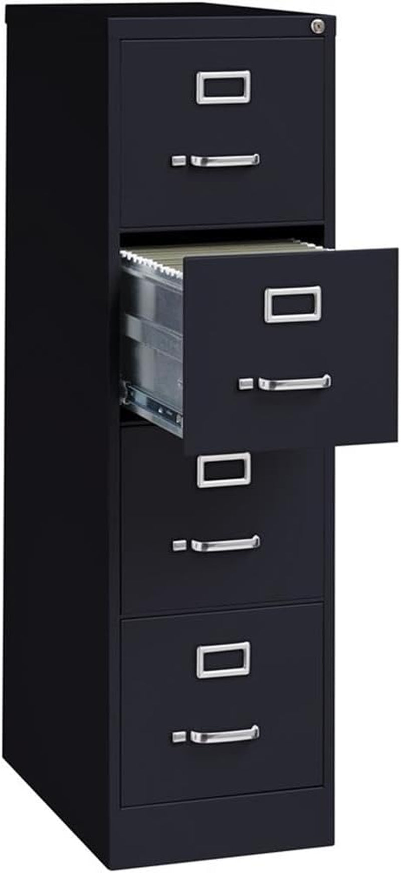 Hirsh 25" Deep Fully Assembled 4 Drawer Letter Width Metal Vertical File Cabinet, Commercial Grade, Black-4