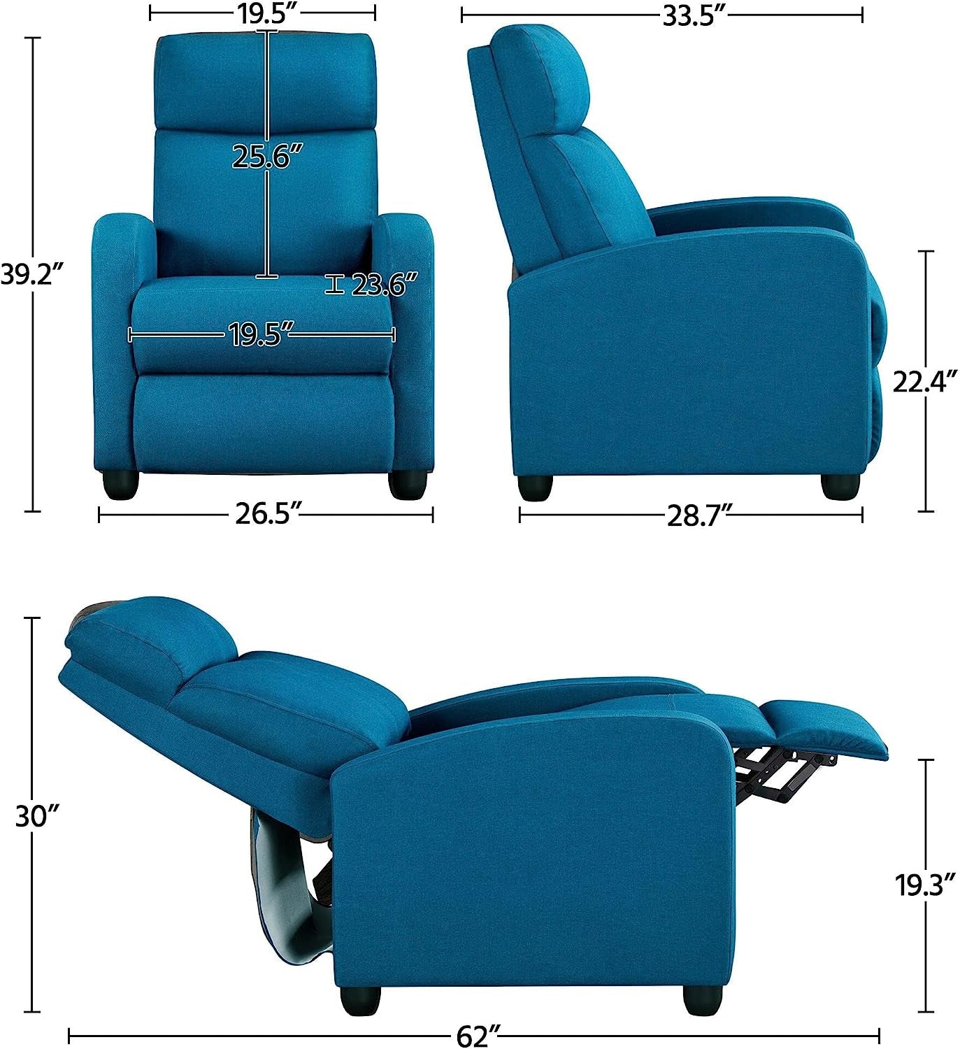 Blue Fabric Recliner Chair-3