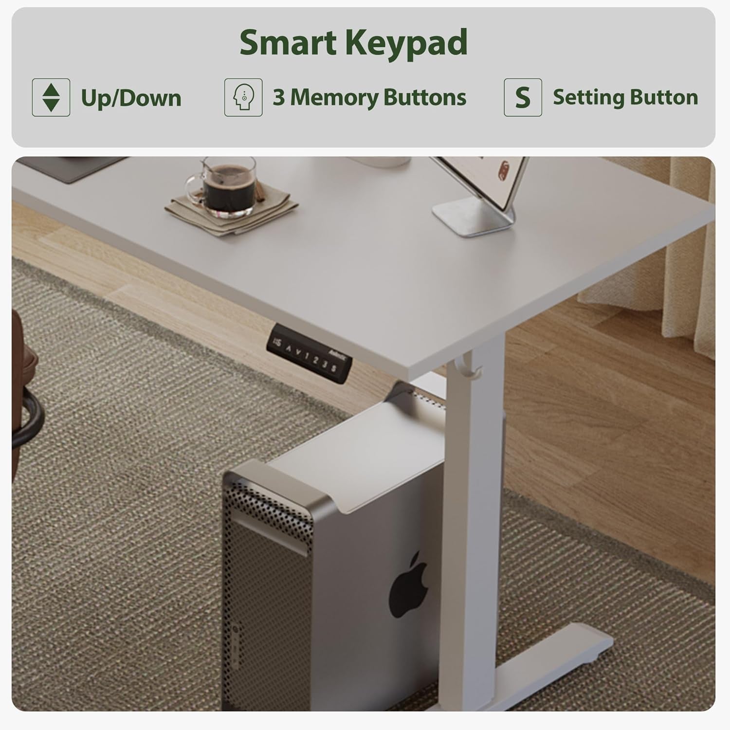 L Shaped Standing Desk Adjustable Height, Electric Corner Standing Desk, 63 X 55 Inch Sit Stand Computer Table with Splice Board, White-4