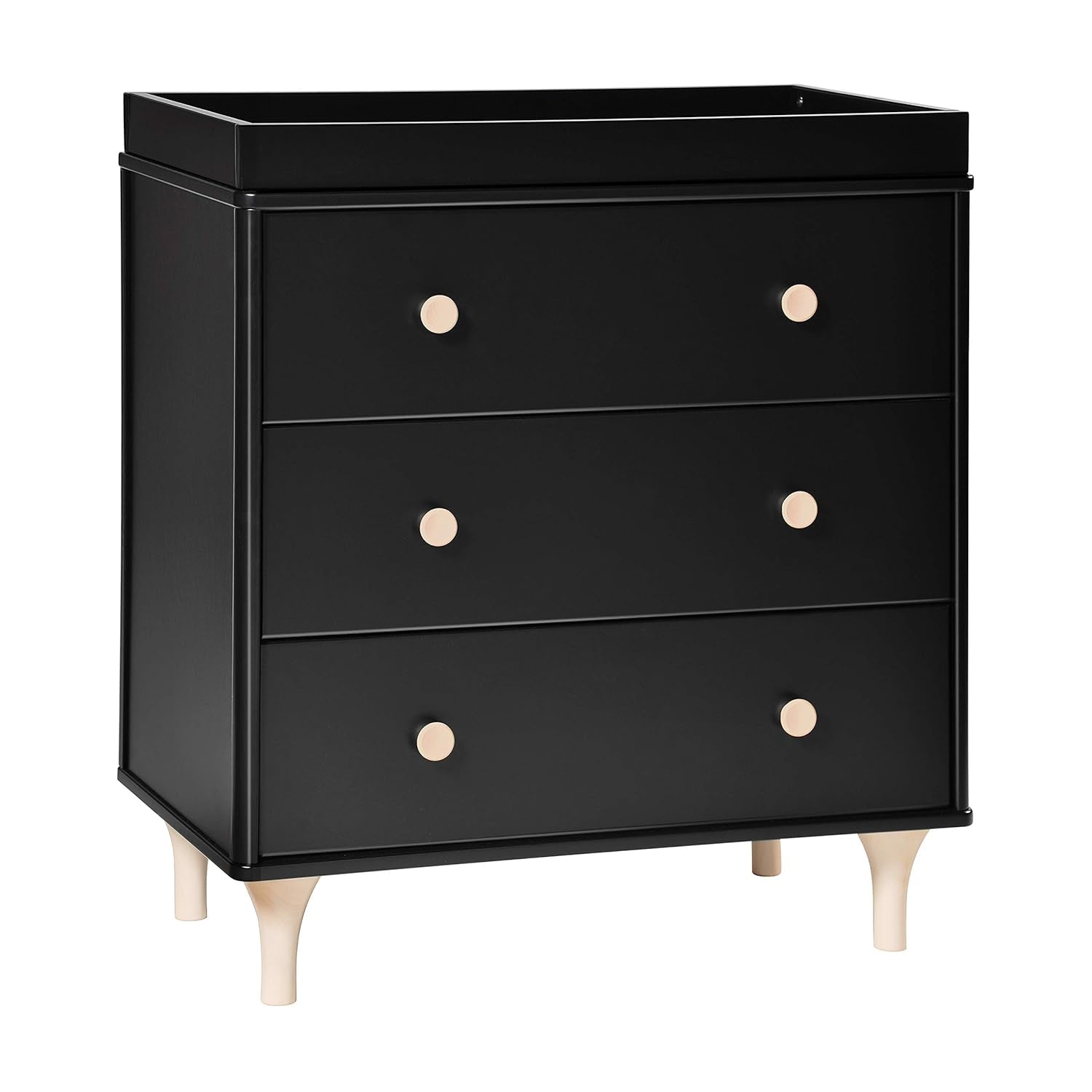 Lolly 3-Drawer Changer Dresser with Removable Changing Tray in Black and Washed Natural, Greenguard Gold Certified-0