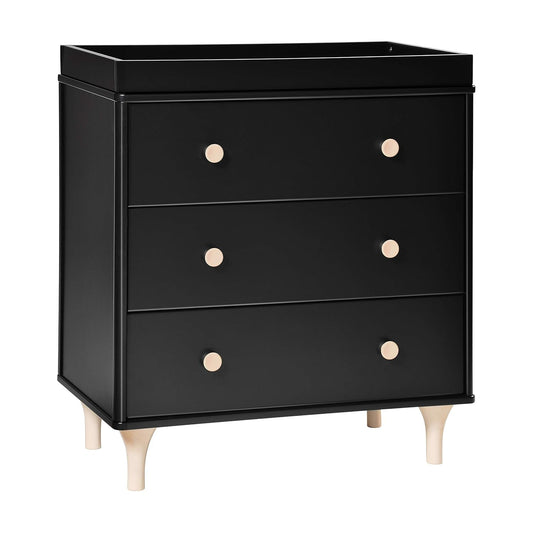 Lolly 3-Drawer Changer Dresser with Removable Changing Tray in Black and Washed Natural, Greenguard Gold Certified-0