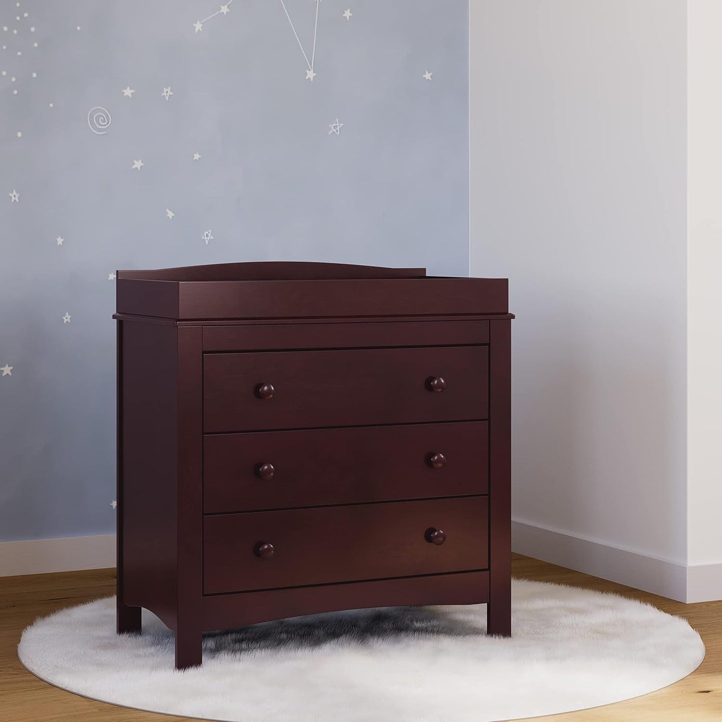 Noah 3 Drawer Chest with Changing Topper (Espresso) – GREENGUARD Gold Certified, Baby Dresser with Changing Table Top, Dresser for Nursery, 3 Drawer Kids Dresser-1