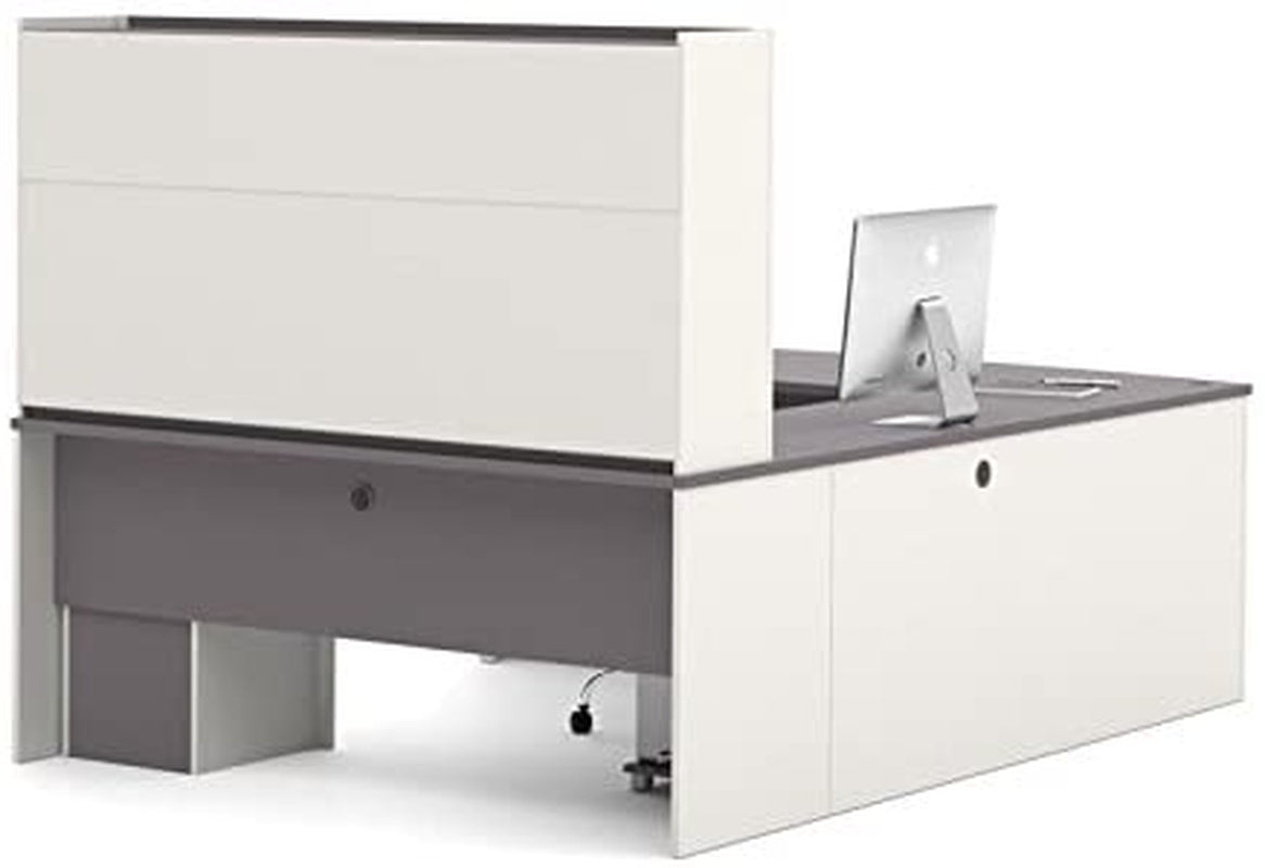 Connexion U-Shaped Workstation with Three Drawers, Slate-3