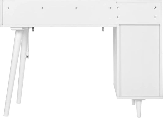 White Vanity Desk with Drawers and Storage-1