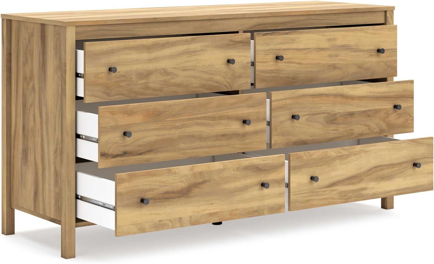 Bermacy Casual 6-Drawer Dresser with Safety Stop, Light Brown-3
