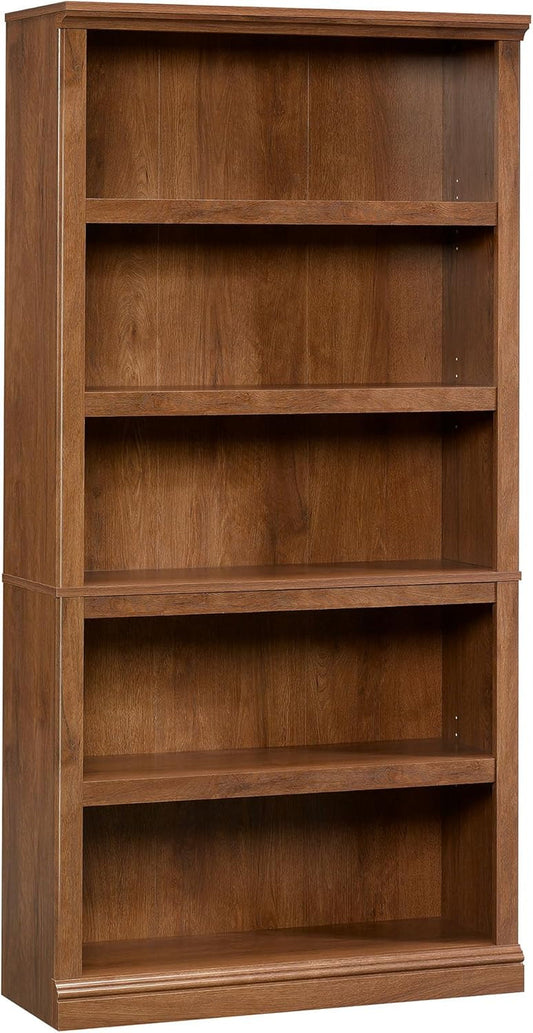 Miscellaneous Storage 5 Split Bookcase/Book Shelf, L: 35.28" X W: 13.23" X H: 69.76", Oiled Oak Finish-0