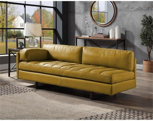 Radia Sofa with Pillow in Yellow Turmeric Top Grain Leather-1