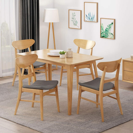 Heather Mid-Century Modern Dining Chairs (Set of 4), Dark Gray and Natural Oak-0