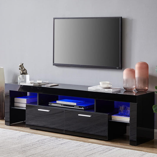 Black 75" LED TV Stand with Storage-0