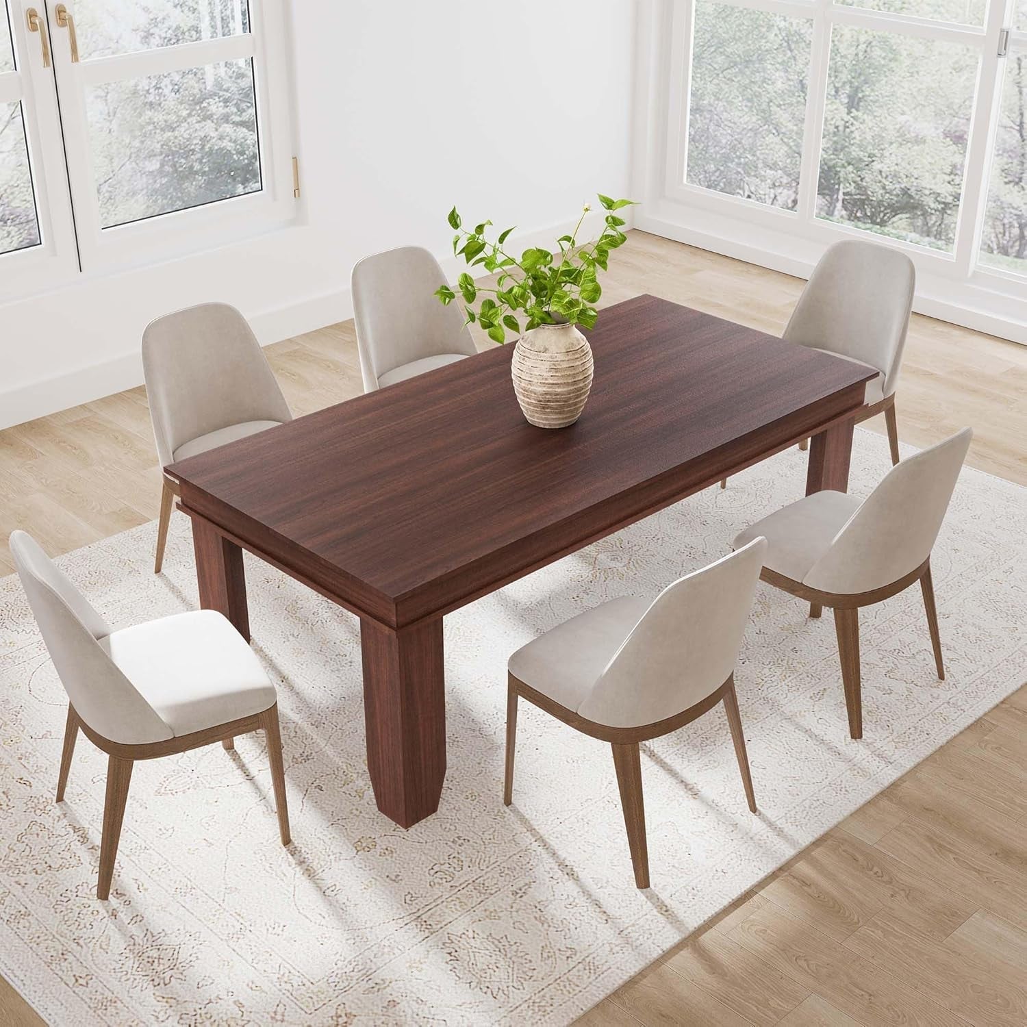 Farmhouse Dining Table for 6~8 People, 70.87" Long Rectangle Dining Table, Wood Kitchen Table with Sturdy Table Leg, Dinner Table, Dining Room Table for Kitchen, Dining Room-Brown-3