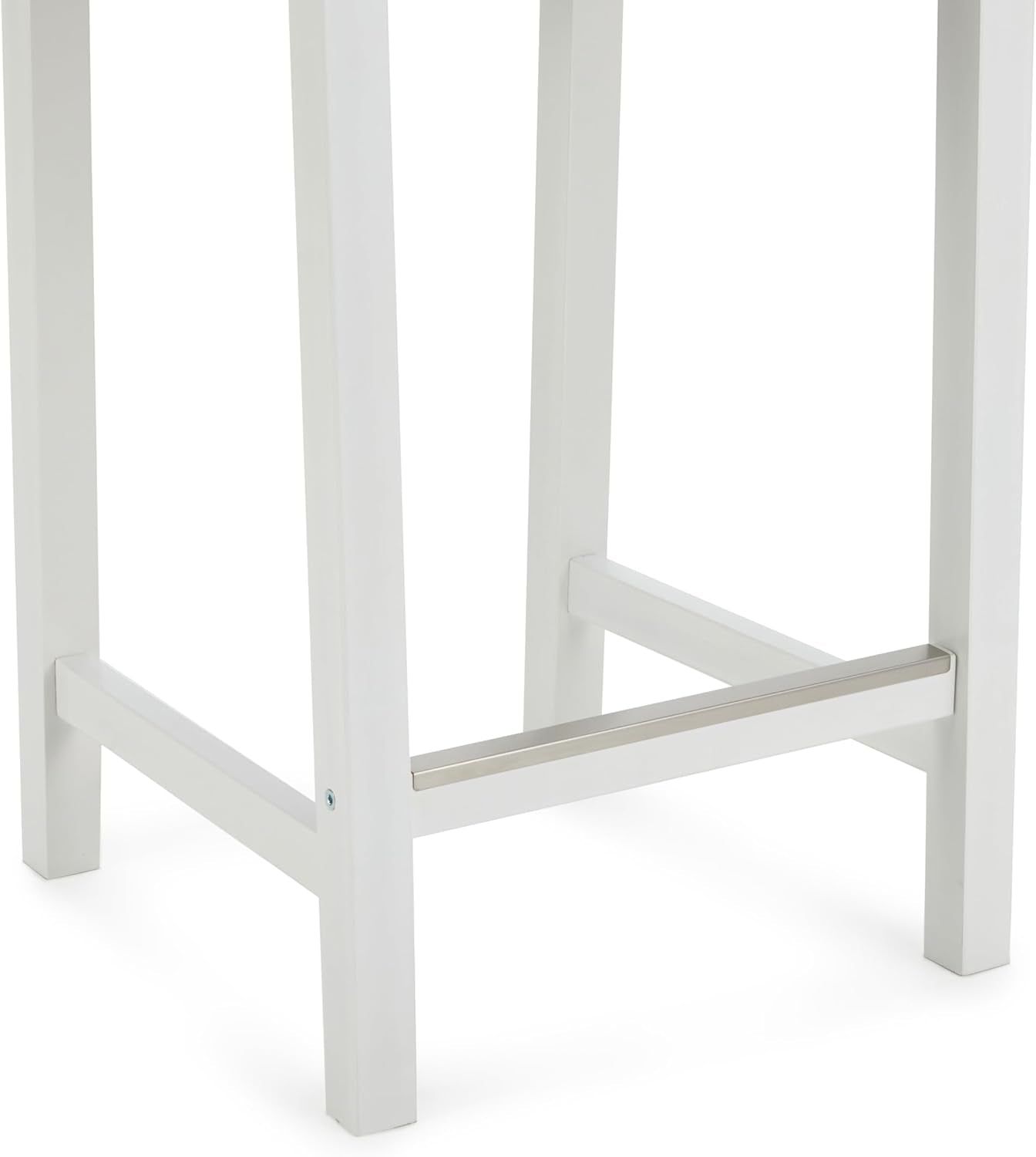 Wooden Bar Stool with Backrest, White, Set of 2-3