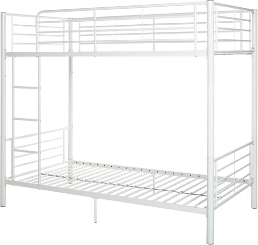 Elodie Urban Industrial Twin over Twin Metal Bunk Bed, Twin over Twin, White-0