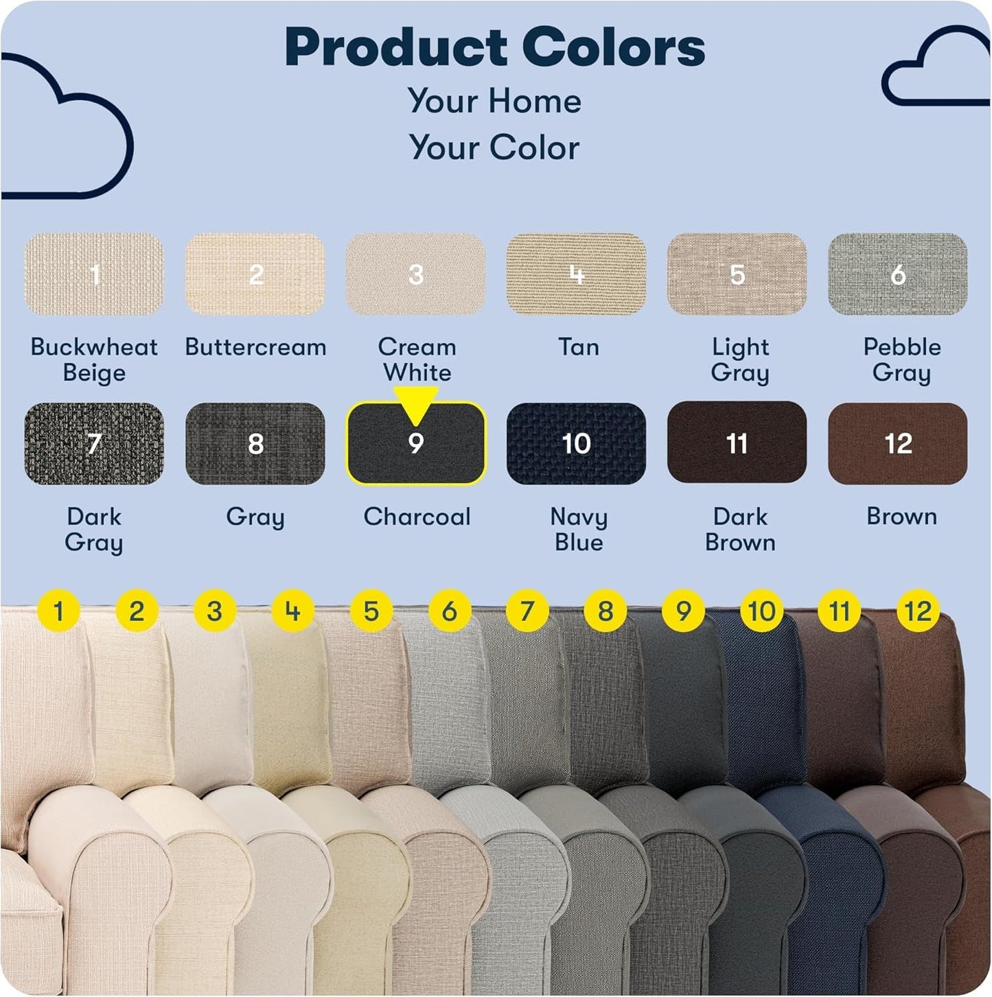 Copenhgen 73" Rolled rm Sof, Esy Cre Polyester, Soft Pillow Bck, Pocket Coil Set Cushions, Removble Covers, Loveset or Couch for Smll Spces, Living Rooms or Bedrooms, Chrcol-3