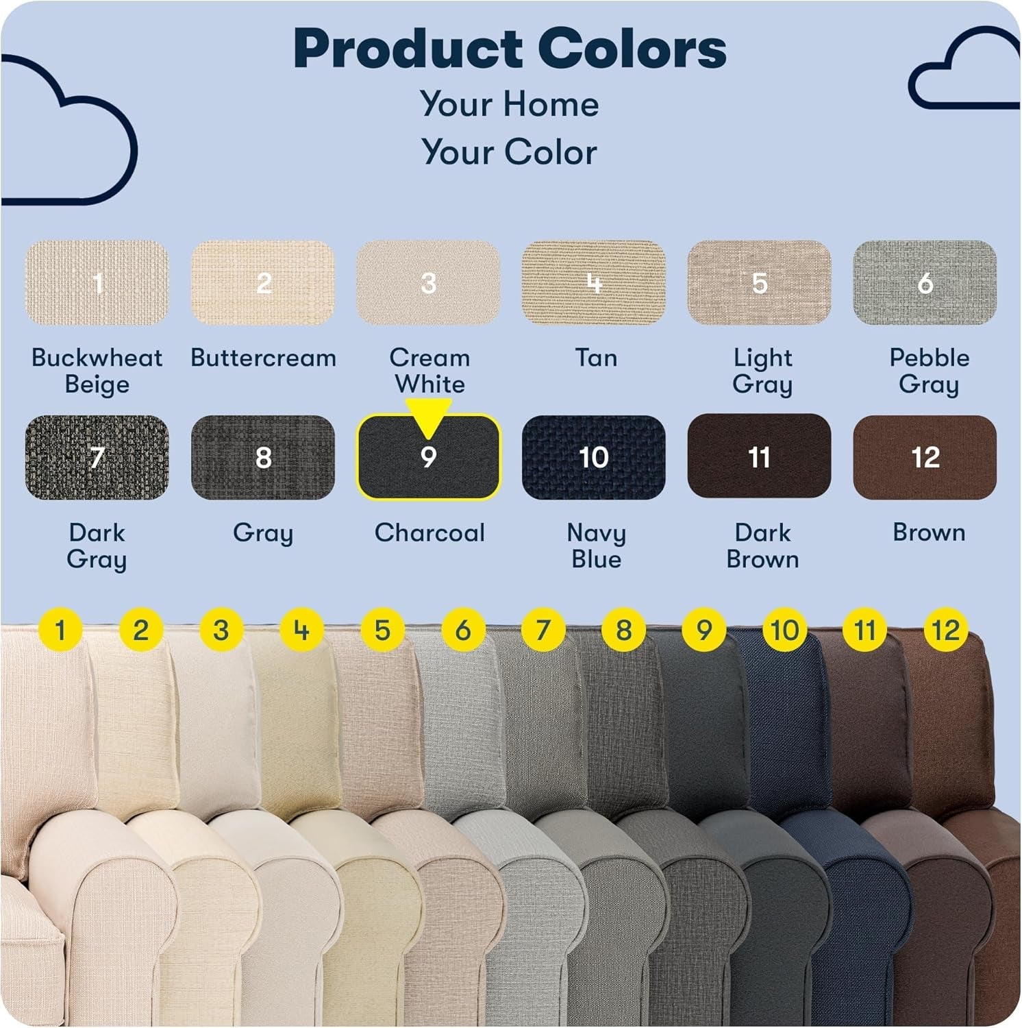 Copenhgen 73" Rolled rm Sof, Esy Cre Polyester, Soft Pillow Bck, Pocket Coil Set Cushions, Removble Covers, Loveset or Couch for Smll Spces, Living Rooms or Bedrooms, Chrcol-3